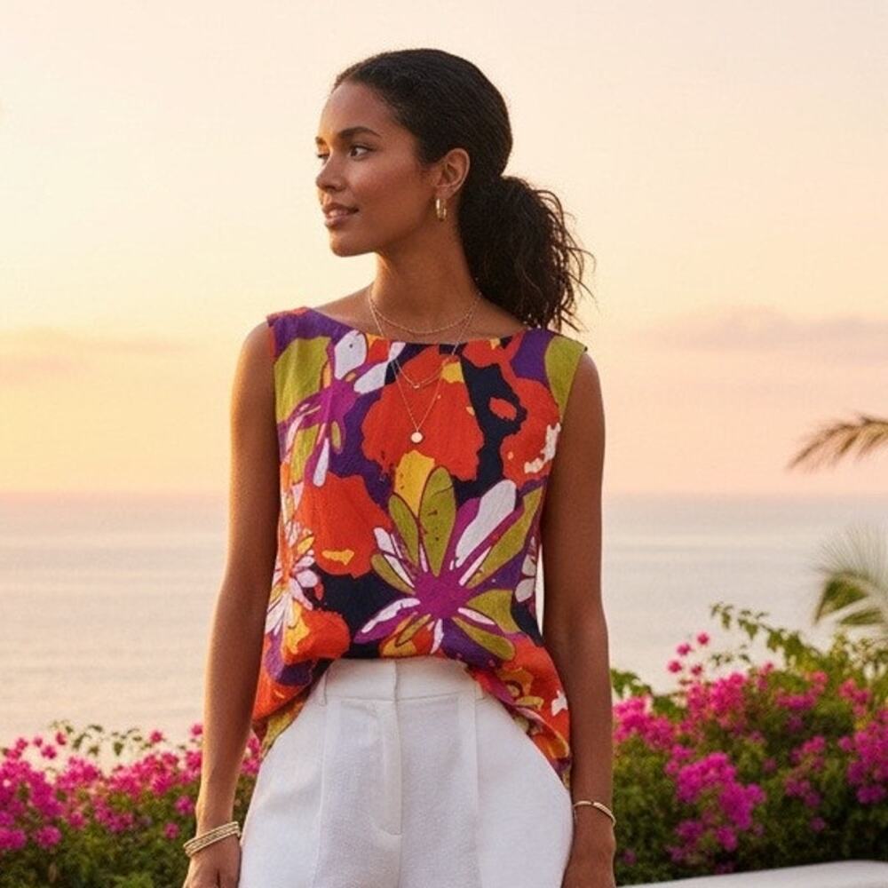 Trina Turk California-Made Floral Sleeveless Top – Size 8